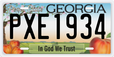 GA license plate PXE1934