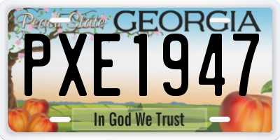 GA license plate PXE1947