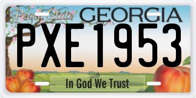 GA license plate PXE1953
