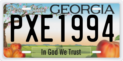 GA license plate PXE1994
