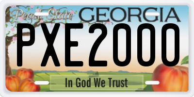 GA license plate PXE2000