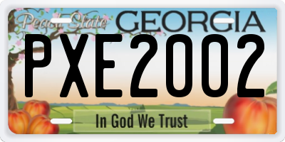 GA license plate PXE2002