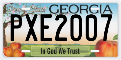 GA license plate PXE2007