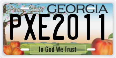GA license plate PXE2011