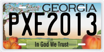 GA license plate PXE2013