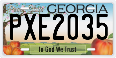 GA license plate PXE2035