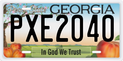 GA license plate PXE2040