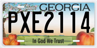 GA license plate PXE2114