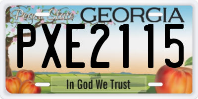 GA license plate PXE2115