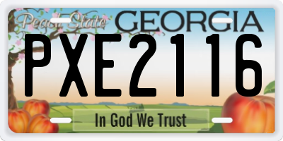 GA license plate PXE2116