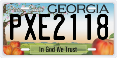 GA license plate PXE2118