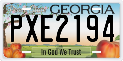 GA license plate PXE2194