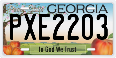 GA license plate PXE2203