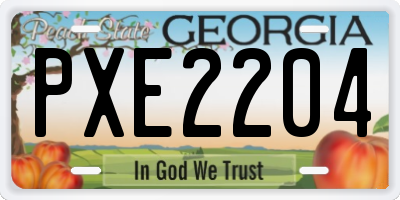 GA license plate PXE2204