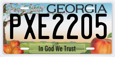 GA license plate PXE2205
