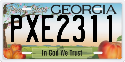 GA license plate PXE2311