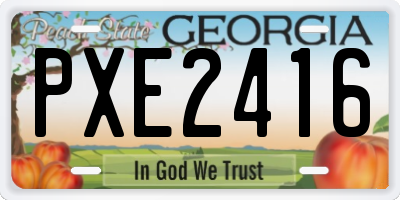 GA license plate PXE2416