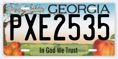 GA license plate PXE2535