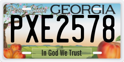 GA license plate PXE2578
