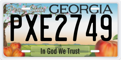 GA license plate PXE2749