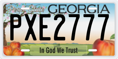 GA license plate PXE2777