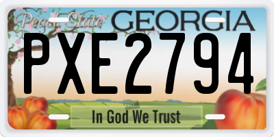 GA license plate PXE2794
