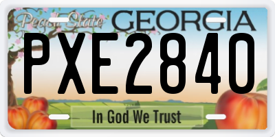 GA license plate PXE2840