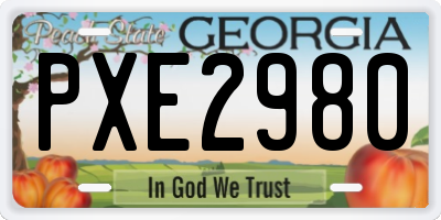 GA license plate PXE2980