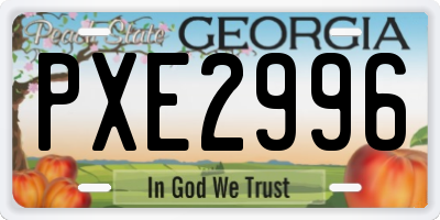 GA license plate PXE2996