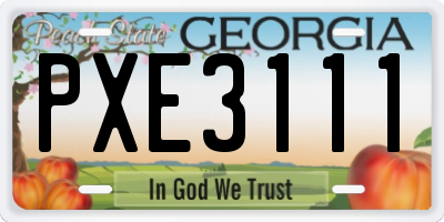 GA license plate PXE3111