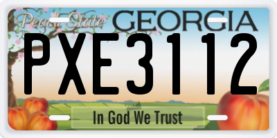 GA license plate PXE3112