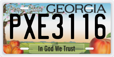 GA license plate PXE3116