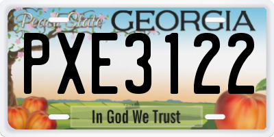 GA license plate PXE3122