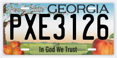 GA license plate PXE3126