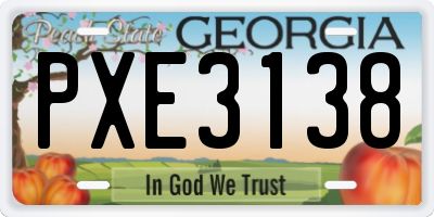 GA license plate PXE3138