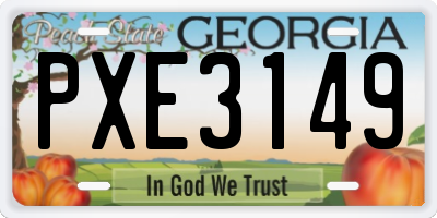 GA license plate PXE3149