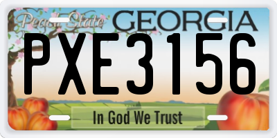 GA license plate PXE3156