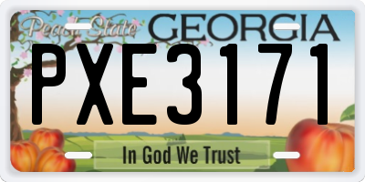 GA license plate PXE3171