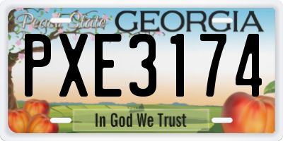 GA license plate PXE3174