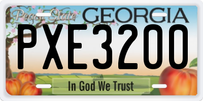 GA license plate PXE3200