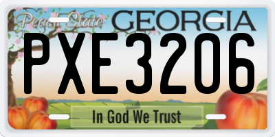 GA license plate PXE3206