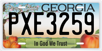 GA license plate PXE3259