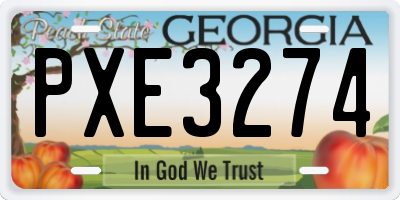 GA license plate PXE3274