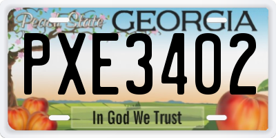 GA license plate PXE3402