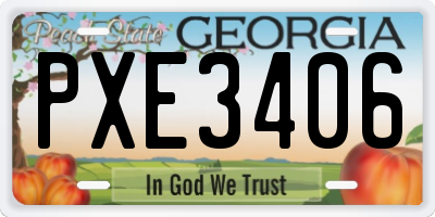 GA license plate PXE3406