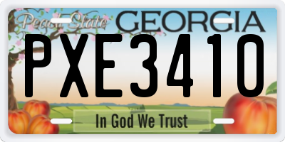 GA license plate PXE3410