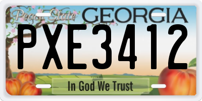 GA license plate PXE3412