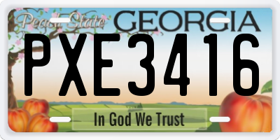 GA license plate PXE3416