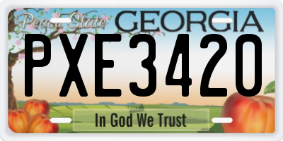 GA license plate PXE3420