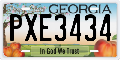 GA license plate PXE3434